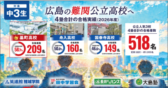 【広島】4塾共催　ズバリ的中！入試直前の実践対策！！